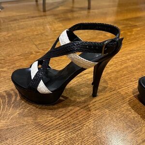 Stuart Weitzman Black and White Platform Heels-Size 7 1/2 N-Very Sexy